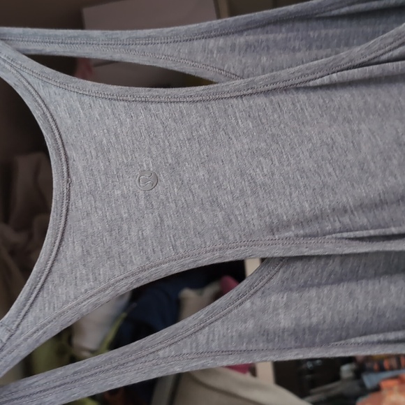 Lululemon 10 grey halter scoop neck summer tank dress double slit long full leng - Picture 3 of 9